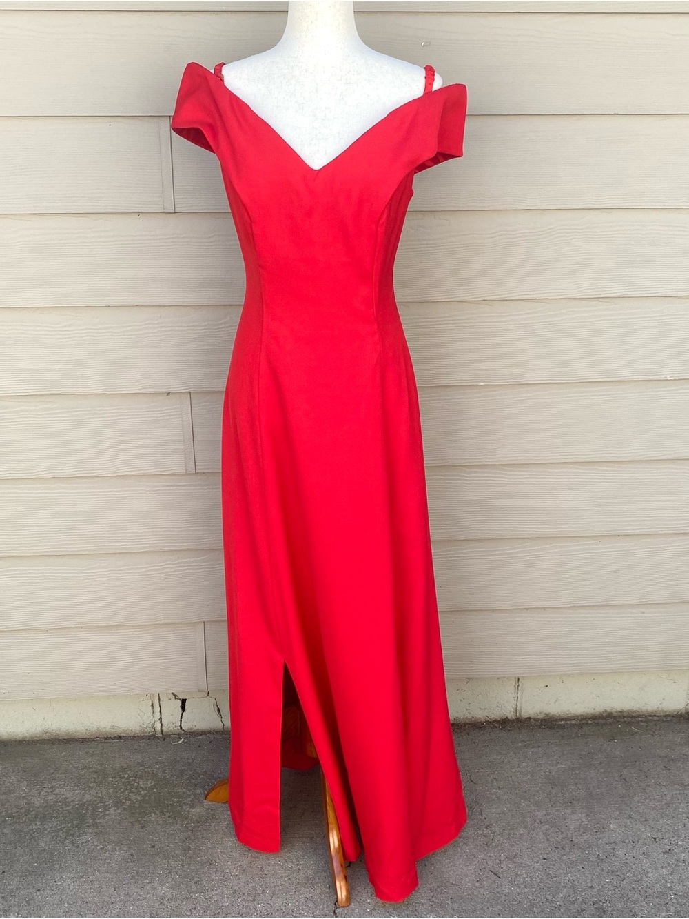 Vintage 90’s Red Off She Shoulder Formal Dress Size 12